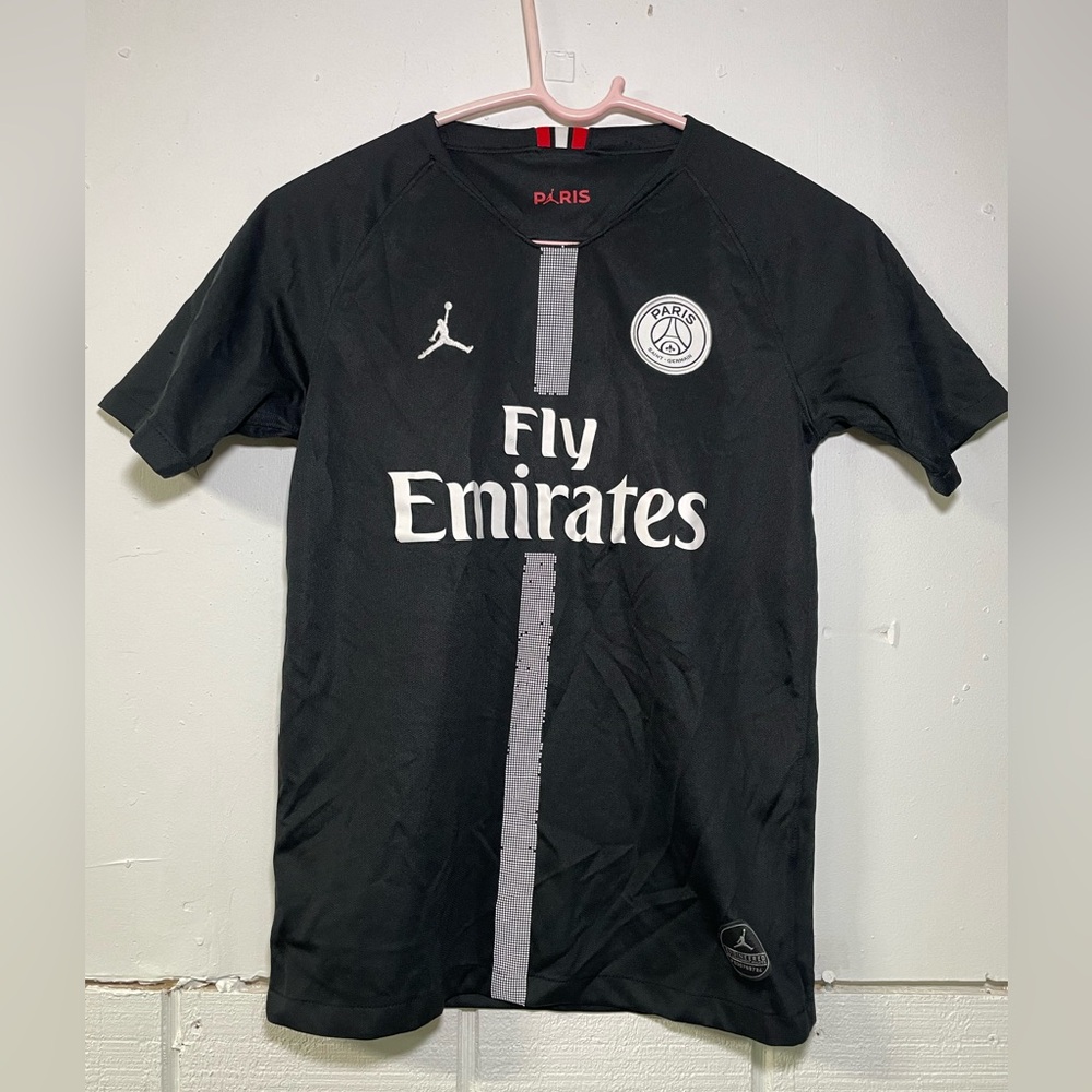 Paris Saint-Germain Air Jordan Jersey Boys Black Large Short Sleeve PSG